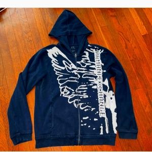 Armani Exchange black full zipper hoodie. Large